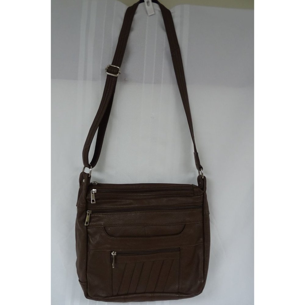 Roma Concealed Carry Gun Purse Concealment Bag w/ Locking Zipper Brown